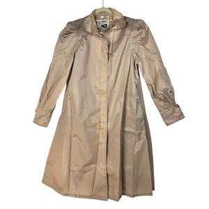 Saxton Hall Vintage Rain Trench Women Small Champagne‎ Tan Puff Shoulder Light